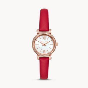 NEW Michael Kors Women's Sofie Red Leather Watch